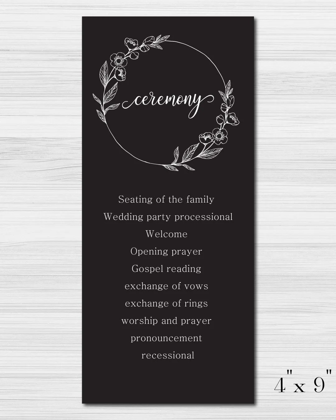 Circular Shaped Flowers Wedding Program Cards