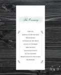 Blue Rectangle And Leaves Wedding Program Cards