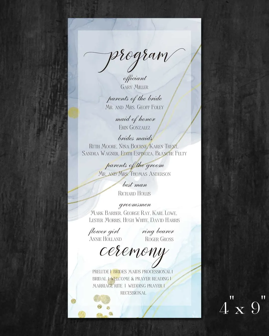 Gold Confetti Wedding Program Cards