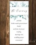 Blue Leaves In The Back Wedding Program Cards