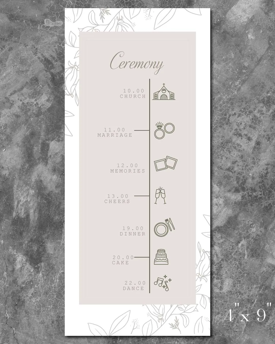 Contour Of Gray Flowers Wedding Program Cards