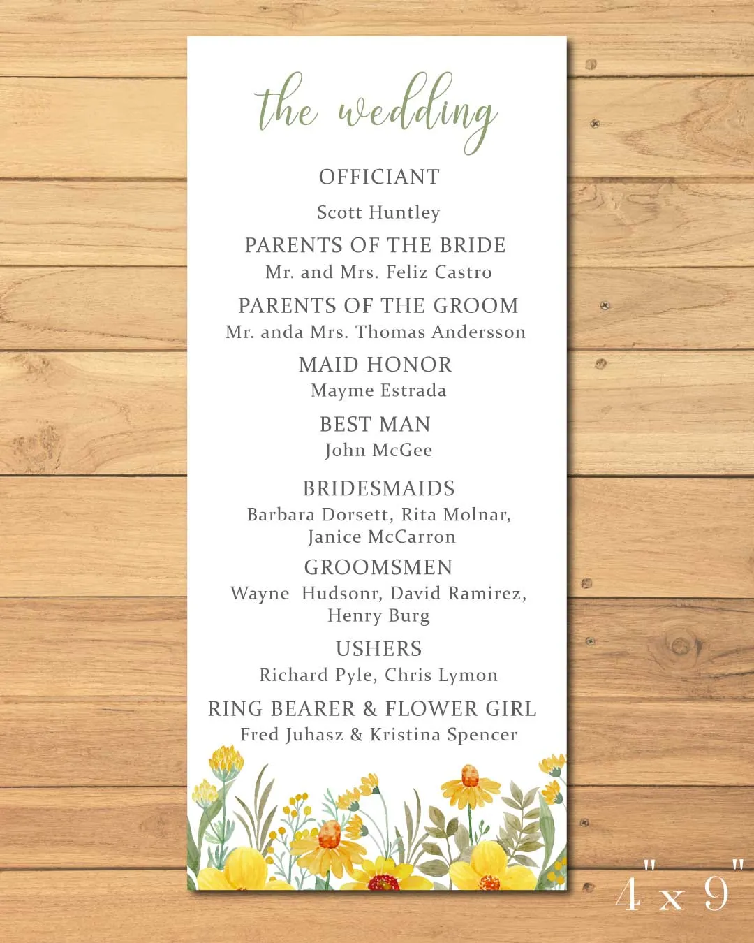 Beautiful Spring Flowers Wedding Program Cards 1
