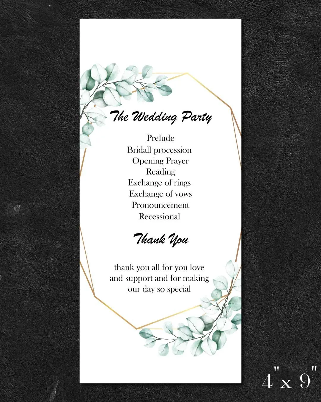 Golden Geometric Frame Wedding Program Cards