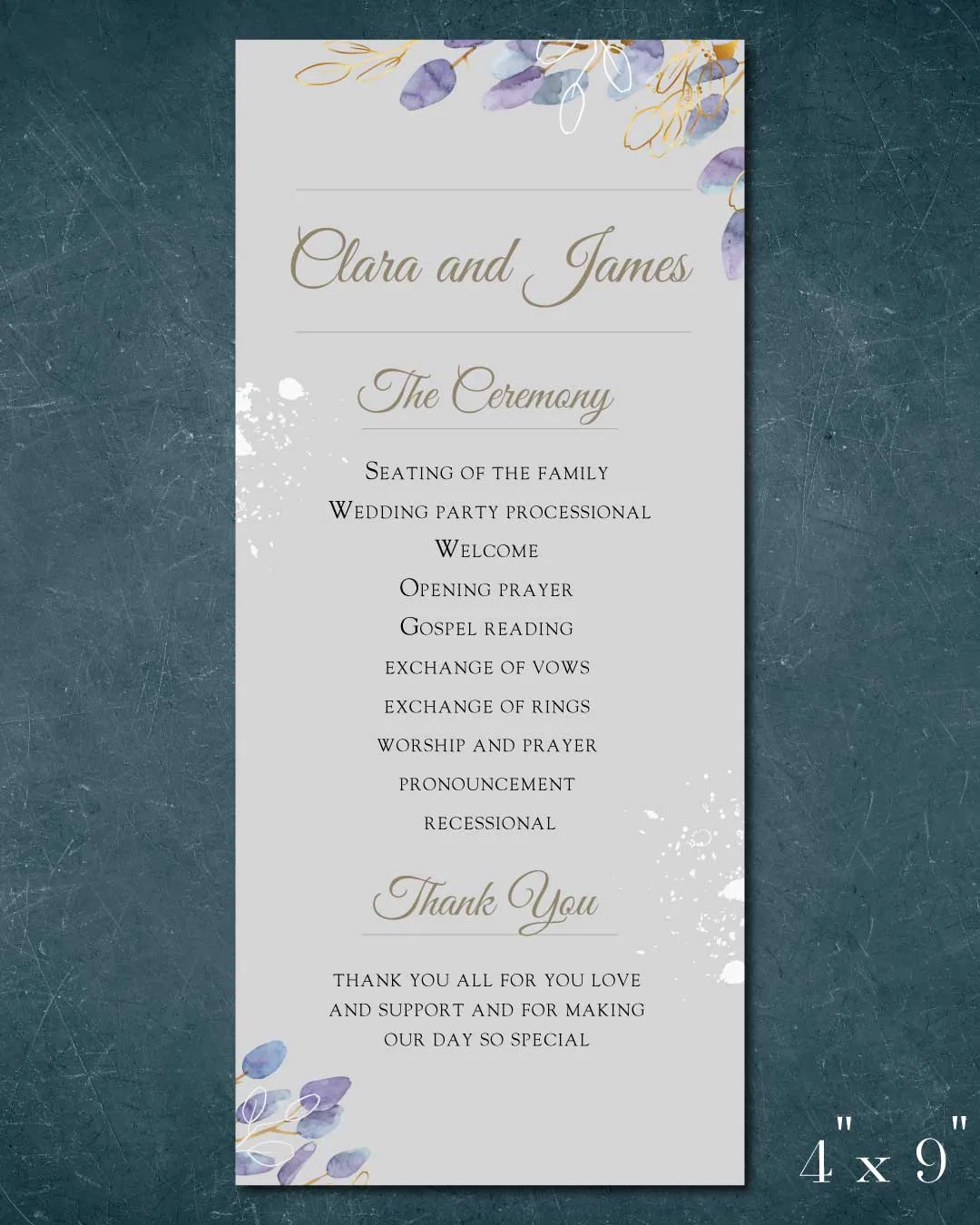 White Spots And Leaves Wedding Program Cards