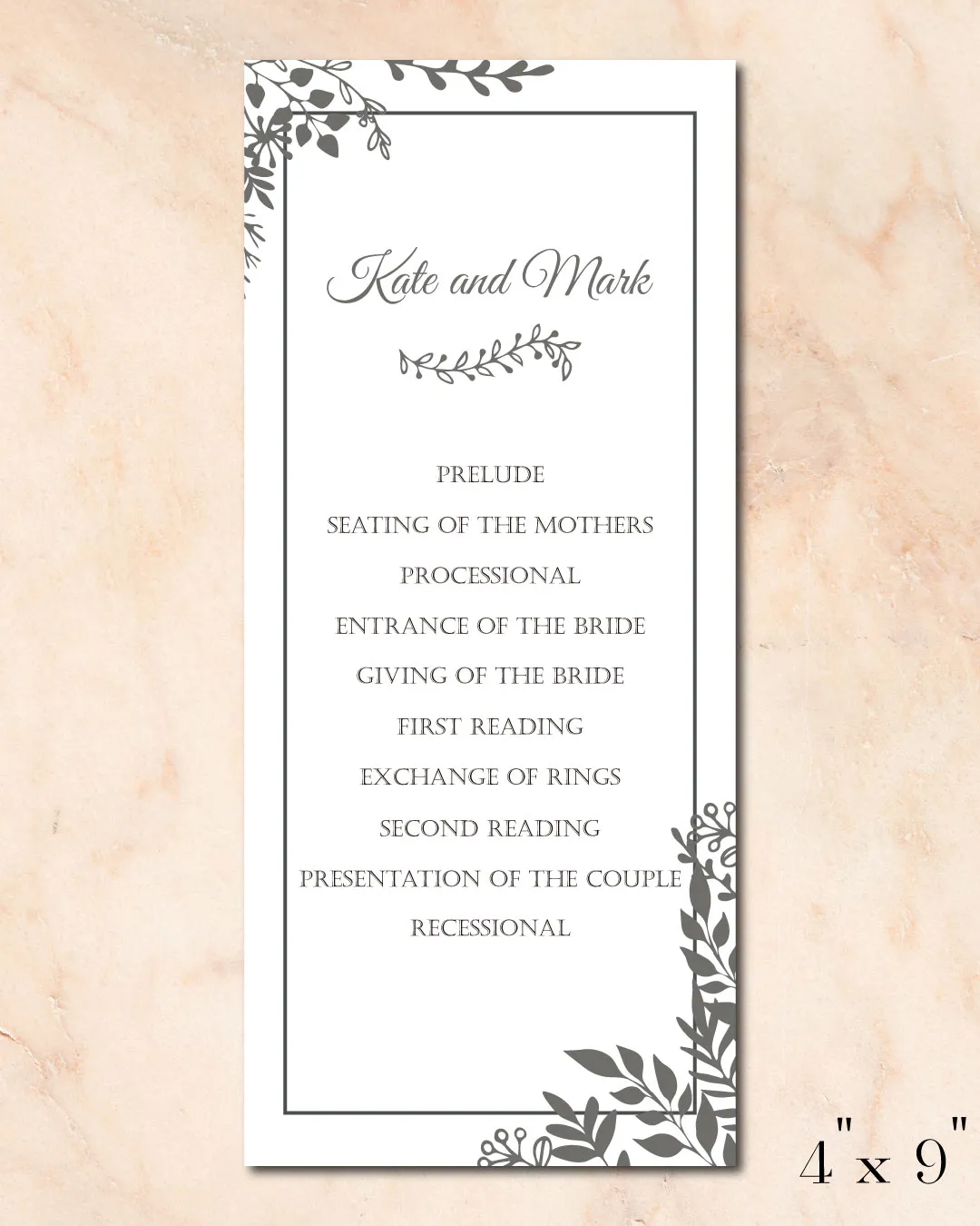 Vintage Black Leaves Wedding Program Cards 1