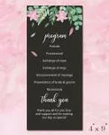 Black Design With Flowers Wedding Program Cards