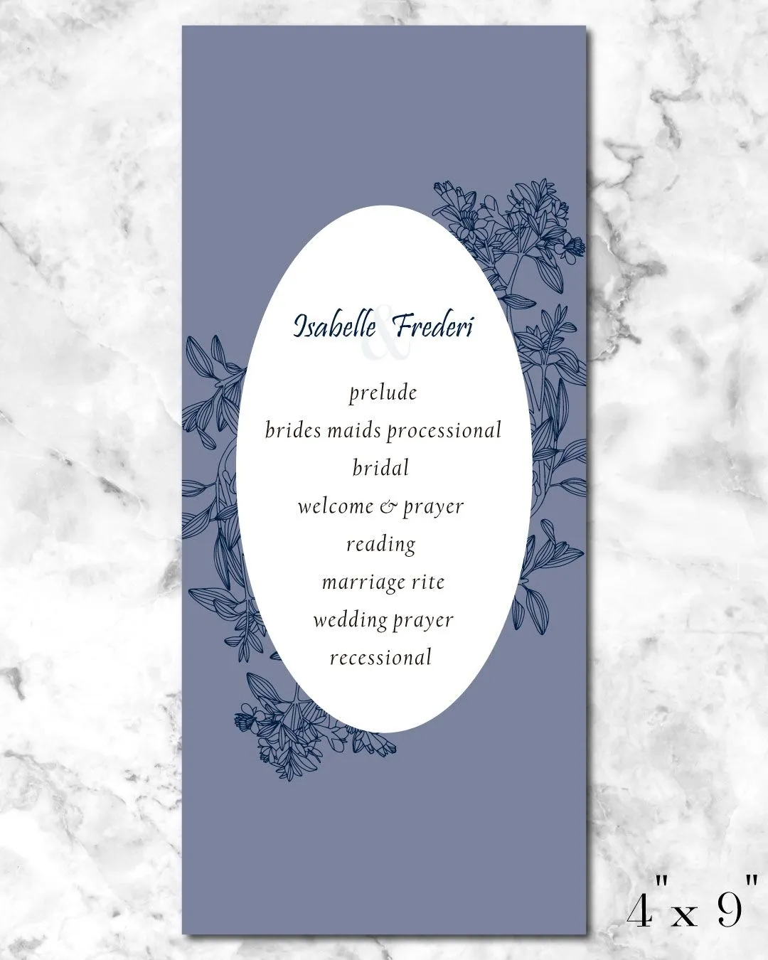 Oval Frame With Flowers Wedding Program Cards