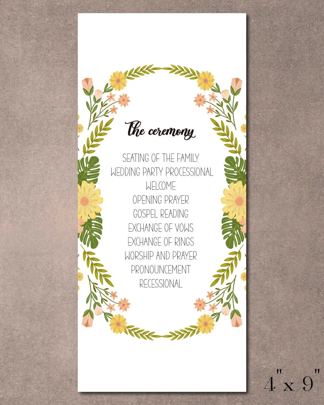 Spring Yellow Flowers Wedding Program Cards 1