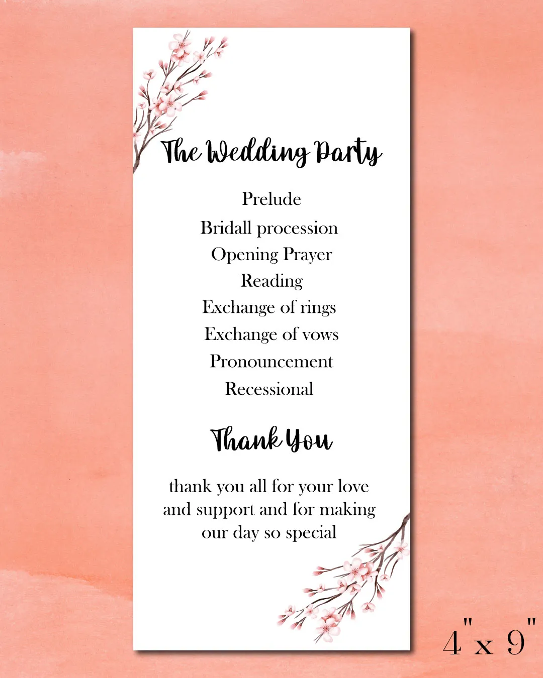 Cherry Tree Branches Wedding Program Cards