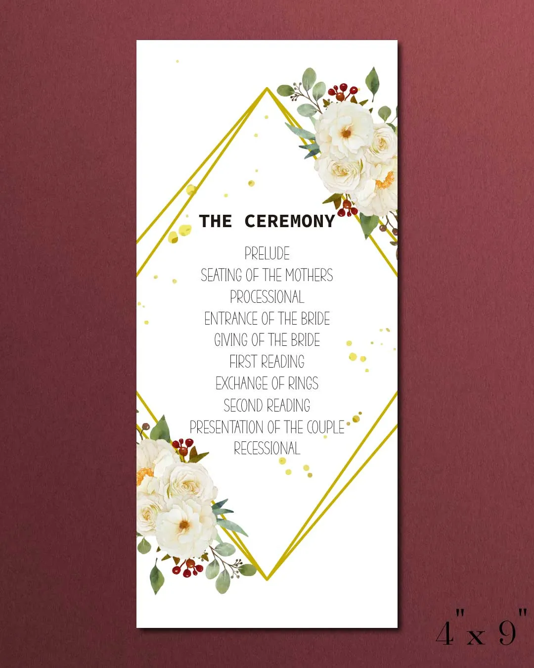 Roses And White Magnolias Wedding Program Cards