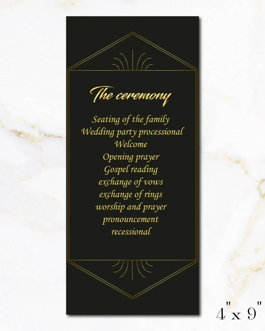 Gatsby Gold Lettering Wedding Program Cards