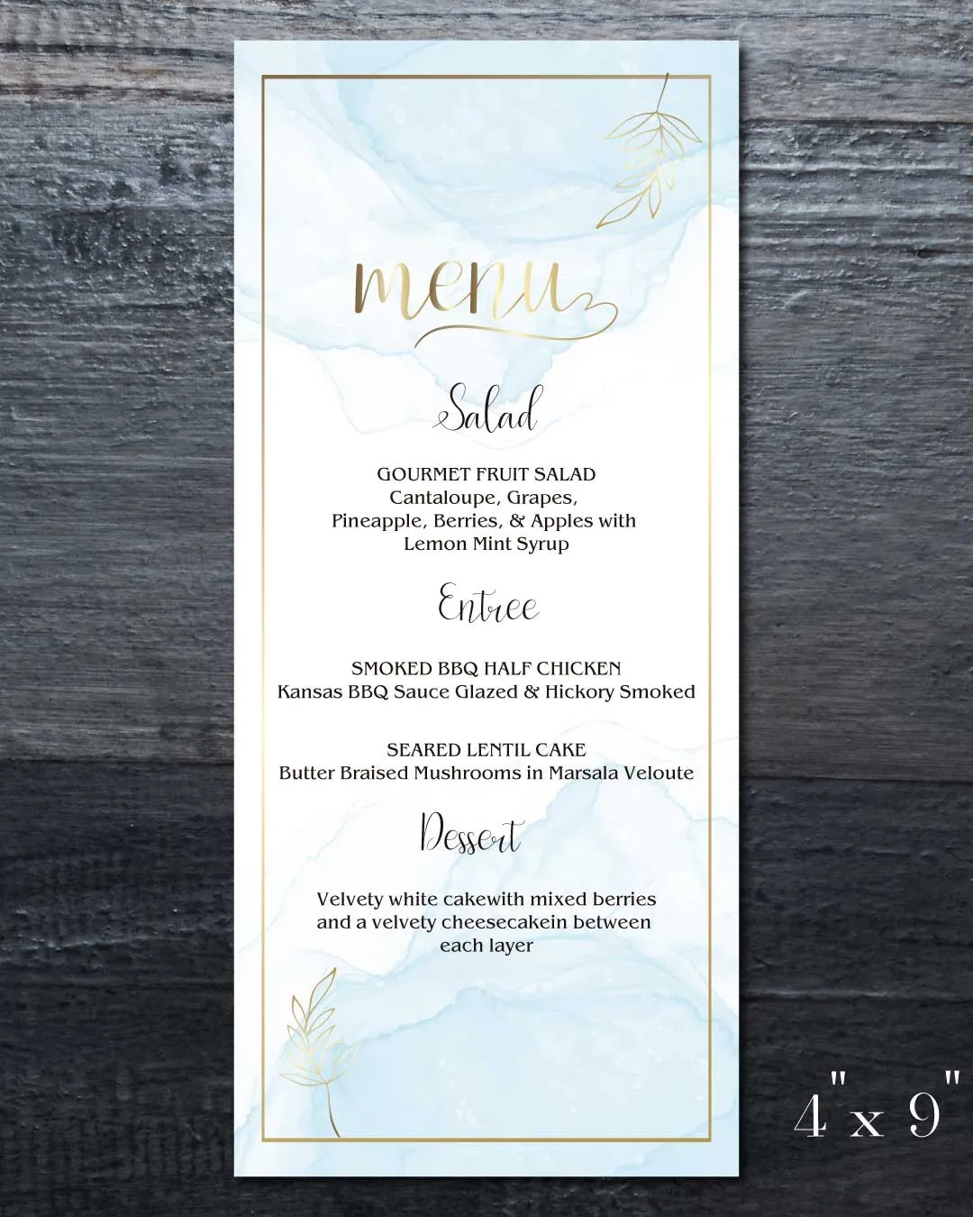 Golden Elegant Clouds Wedding Menu Cards