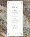 Gold Frames and Lines Wedding Menu Cards