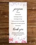 Watercolor And Pink Roses Wedding Program Cards