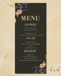Pink Flowers Wedding Menu Cards