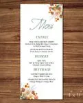 Flowers Reddish and Orange Wedding Menu Cards