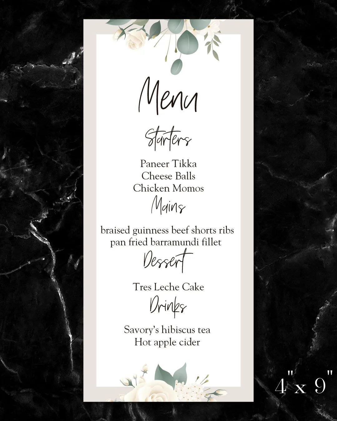 Eucalyptus Leaves Wedding Menu Cards