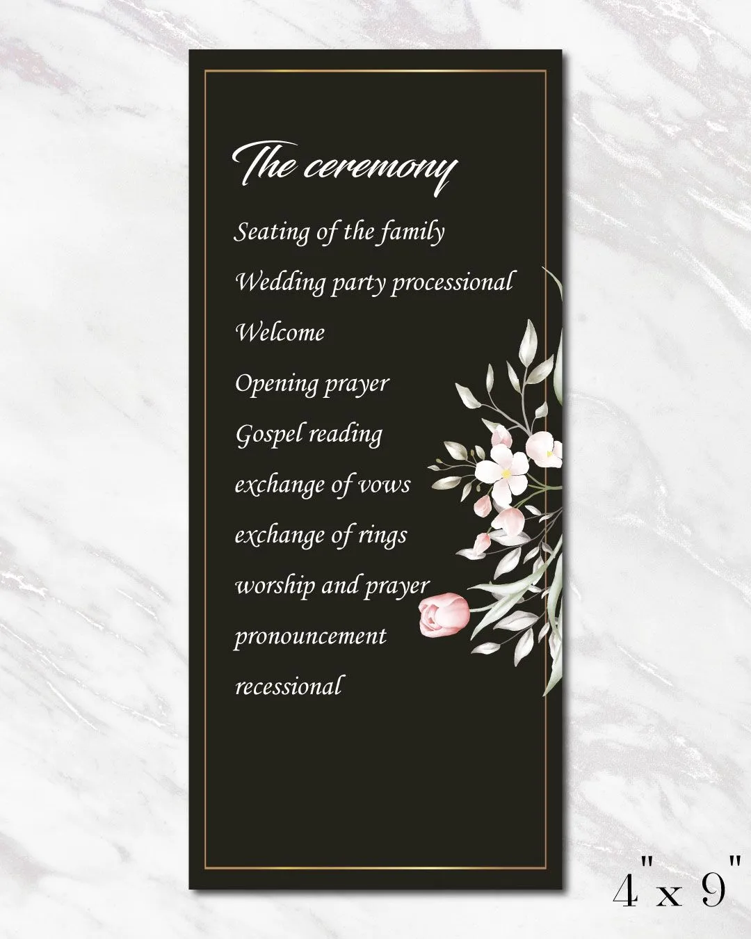 Beautiful Daisies And Roses Wedding Program Cards