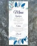 Blue Cartoon Wedding Menu Cards