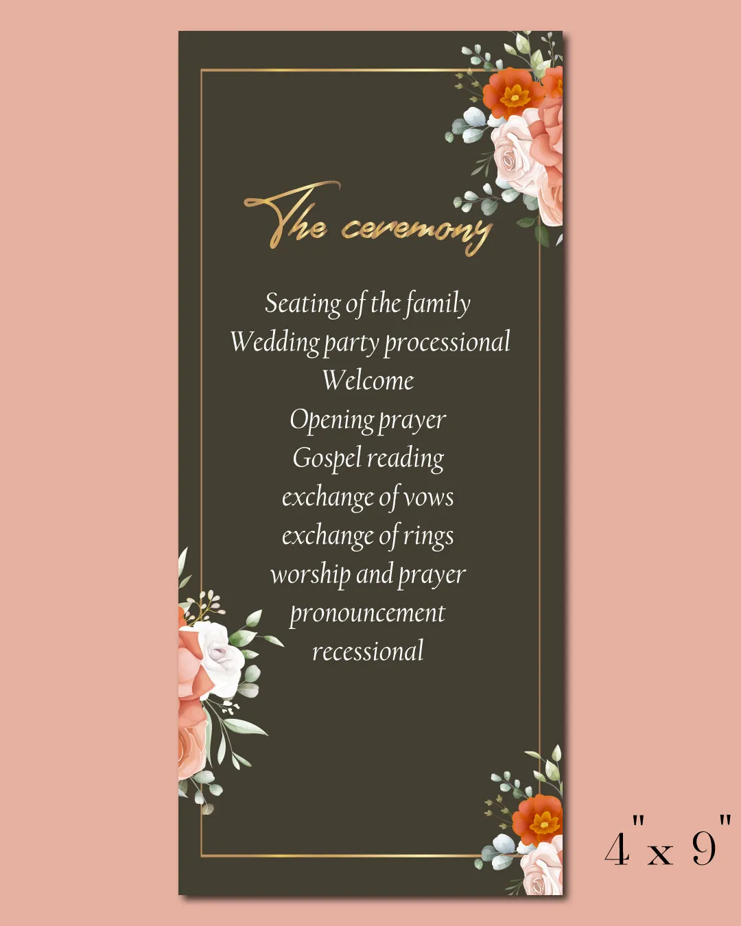 Colorful Flower Design Wedding Program Cards