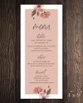 Cute Pink Flowers Wedding Menu Cards