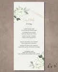 Hexagon And White Roses Wedding Menu Cards