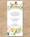 Orange And Blue Flowers Wedding Menu Cards