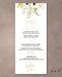 Flowers And Gold Lettering Wedding Menu Cards Template