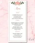 Pink Frame Flower Wedding Menu Cards