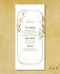 Gold And Blue Leaves Wedding Menu Cards