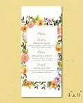 Colorful Flower Frame Wedding Menu Cards