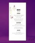 Geometric Lamps And Flowers Wedding Menu Cards