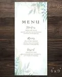 Delicate Watercolor Leaves Wedding Menu Cards