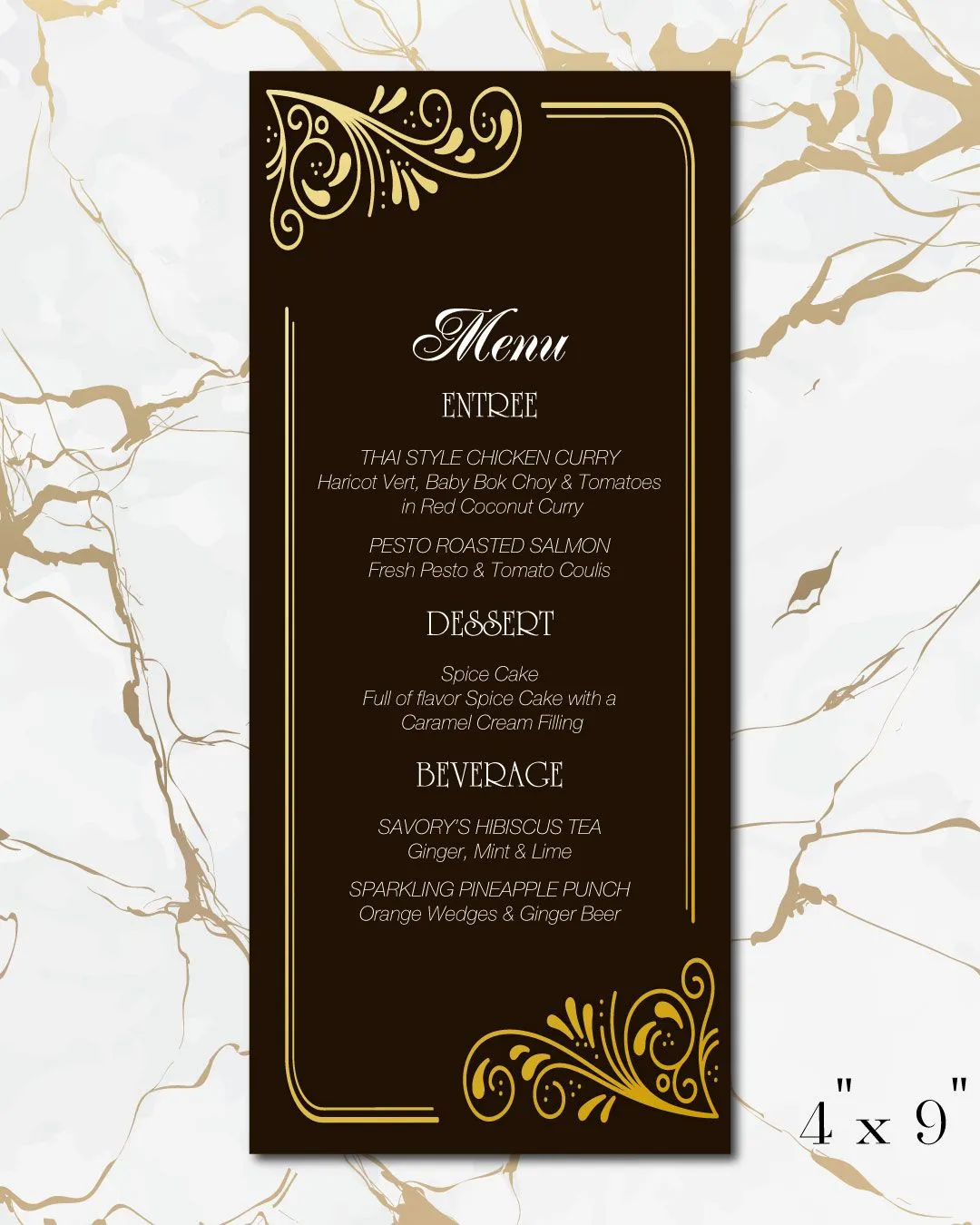 Black Menu With Gold Wedding Menu Cards