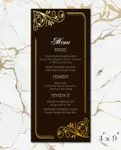 Black Menu With Gold Wedding Menu Cards
