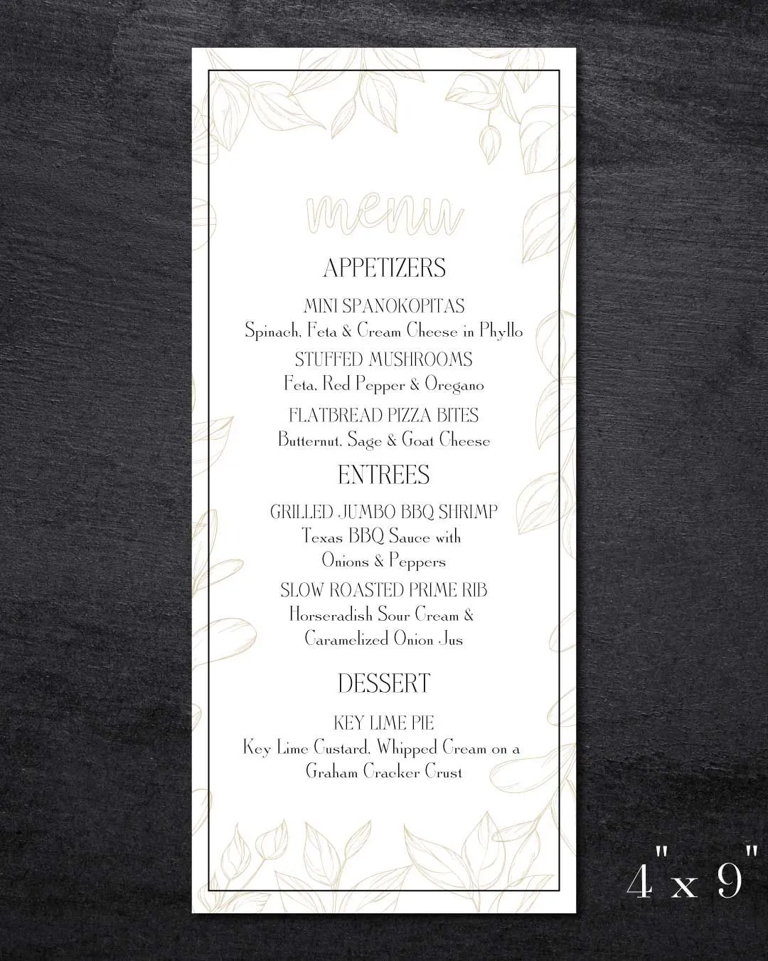 Subtle Flower Silhouettes Wedding Menu Cards