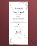 Elegant Black Flowers Wedding Menu Cards