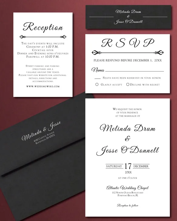 Classic Simple Flat 5x7 Wedding Invitation