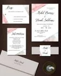 Pink and Gray Marble Simple Flat 5x7 Wedding Invitation