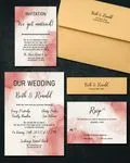 Deep Fose Tint Simple Flat 5x7 Wedding Invitation