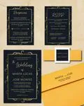 Elegant Gold Decorations Simple Flat 5x7 Spanish & English Wedding Invitation