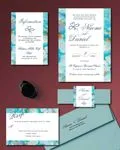 Abstract Blue Paint Simple Flat 5x7 Wedding Invitation