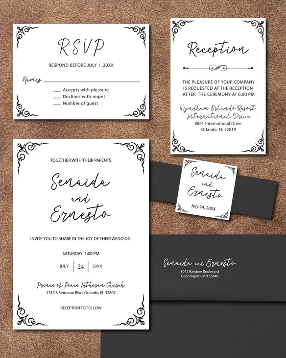 Minimalist Class Simple Flat 5x7 Wedding Invitation
