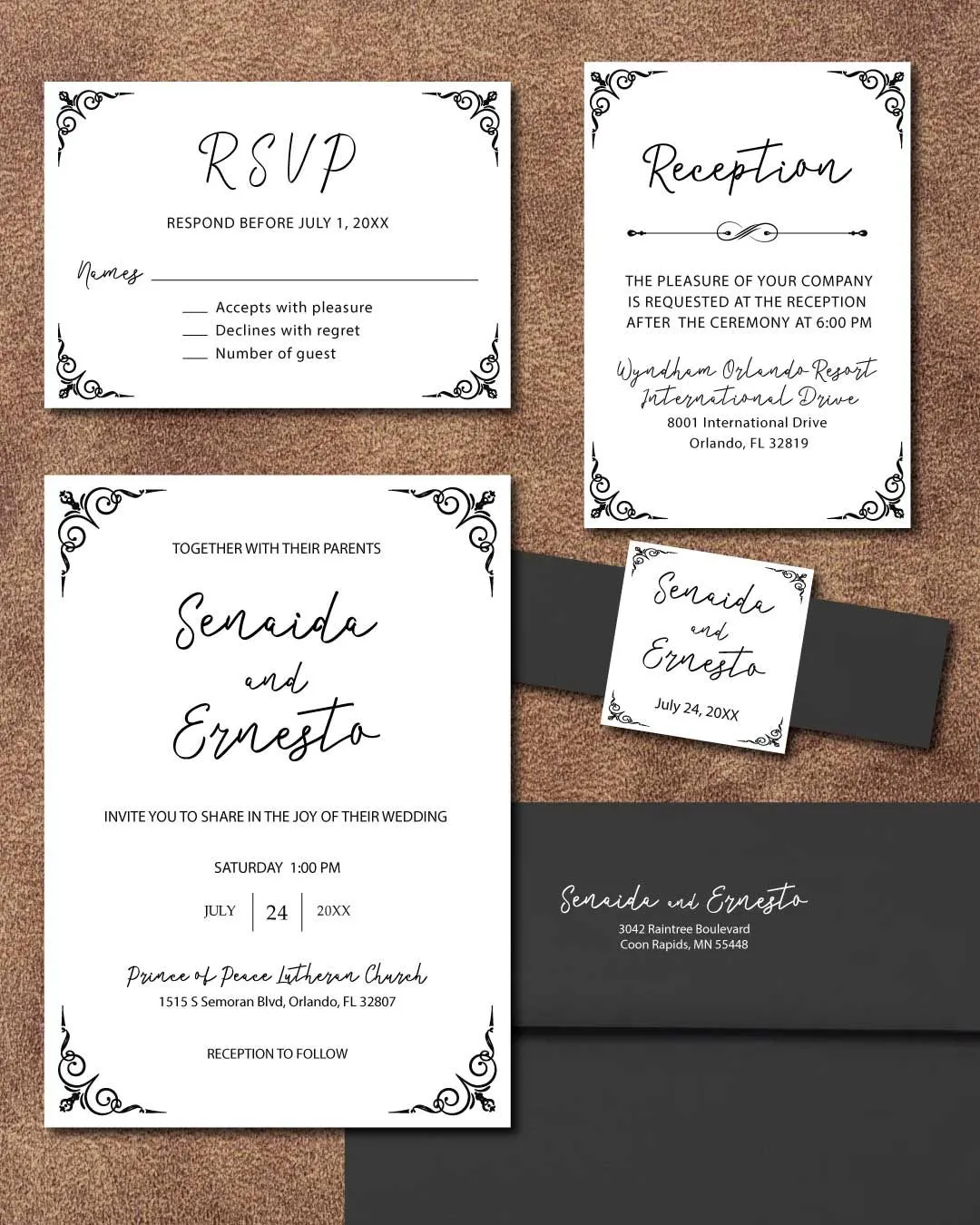 Minimalist Class Simple Flat 5x7 Wedding Invitation