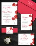 Simple Red Flowers Simple Flat 5x7 Wedding Invitation