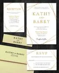Elegant Golden Frame Simple Flat 5x7 Wedding Invitation