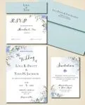 Elegant Blue Flowers Simple Flat 5x7 Wedding Invitation