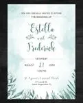 Teal Watercolor Simple Flat 5x7 Wedding Invitation