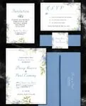 Blue Flowers Simple Flat 5x7 Wedding Invitation