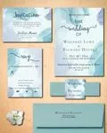 Blue Purple Brushes Simple Flat 5x7 Wedding Invitation